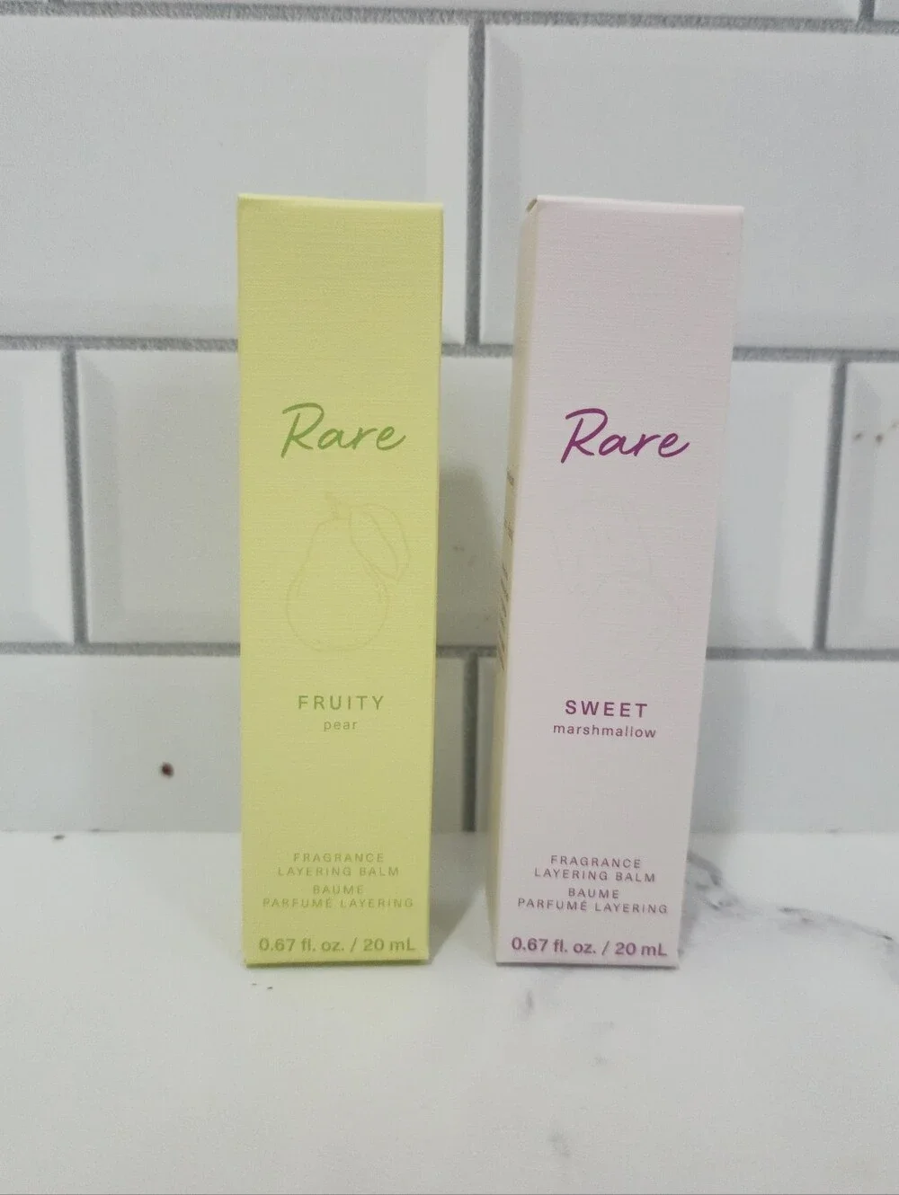 Rare Beauty Fragrance Layering Balm Bundle: Sweet Marshmallow & Fruity Pear